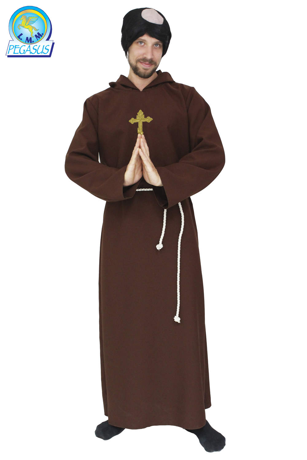 Vestito Stregone Uomo Costume Da Prete Per Uomo Tunica Nera Con