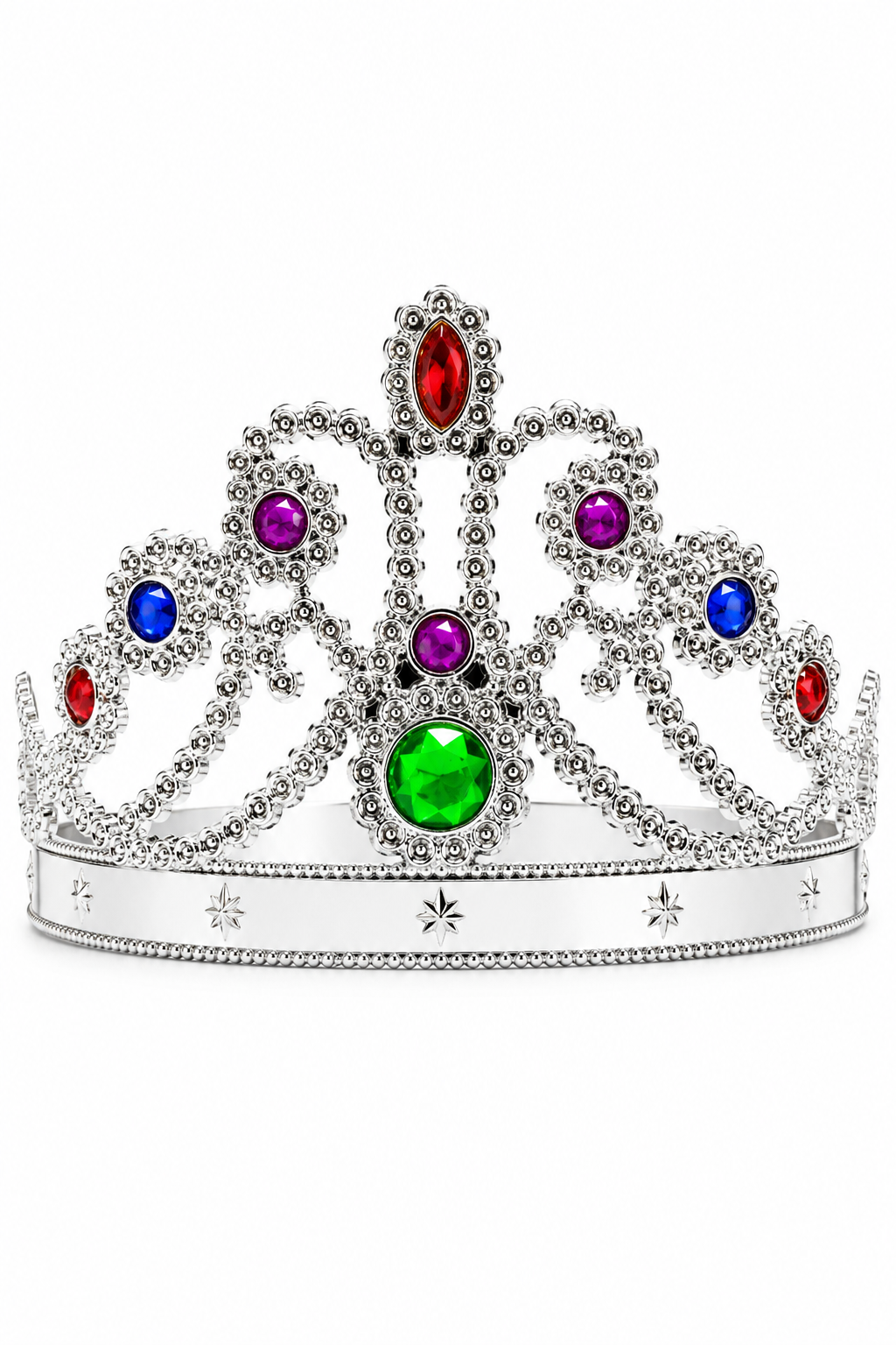 CORONA PRINCIPESSE ARGENTO CON GEMME MULTICOLORE