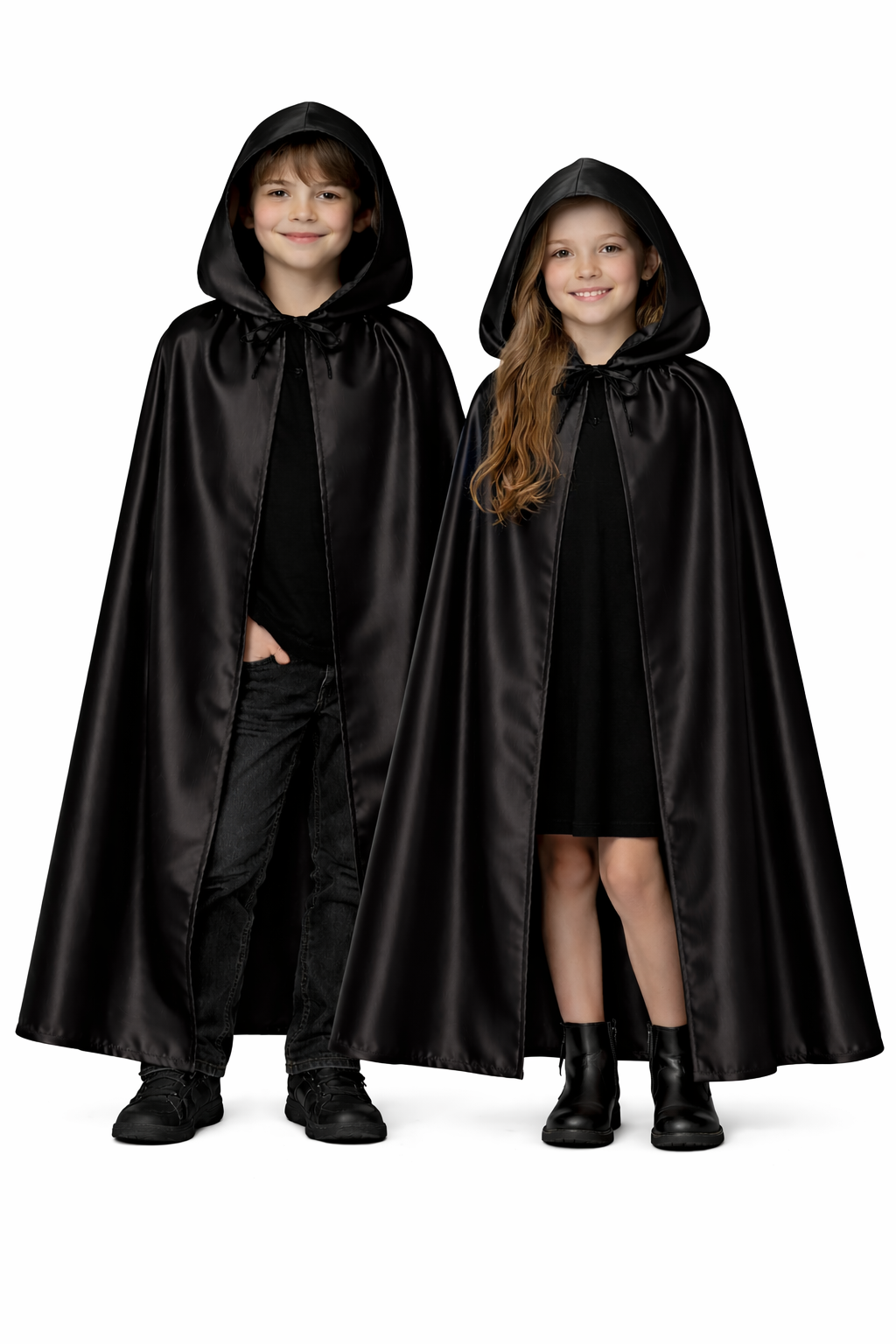 MANTELLO CAPPUCCIO BAMBINO NERO