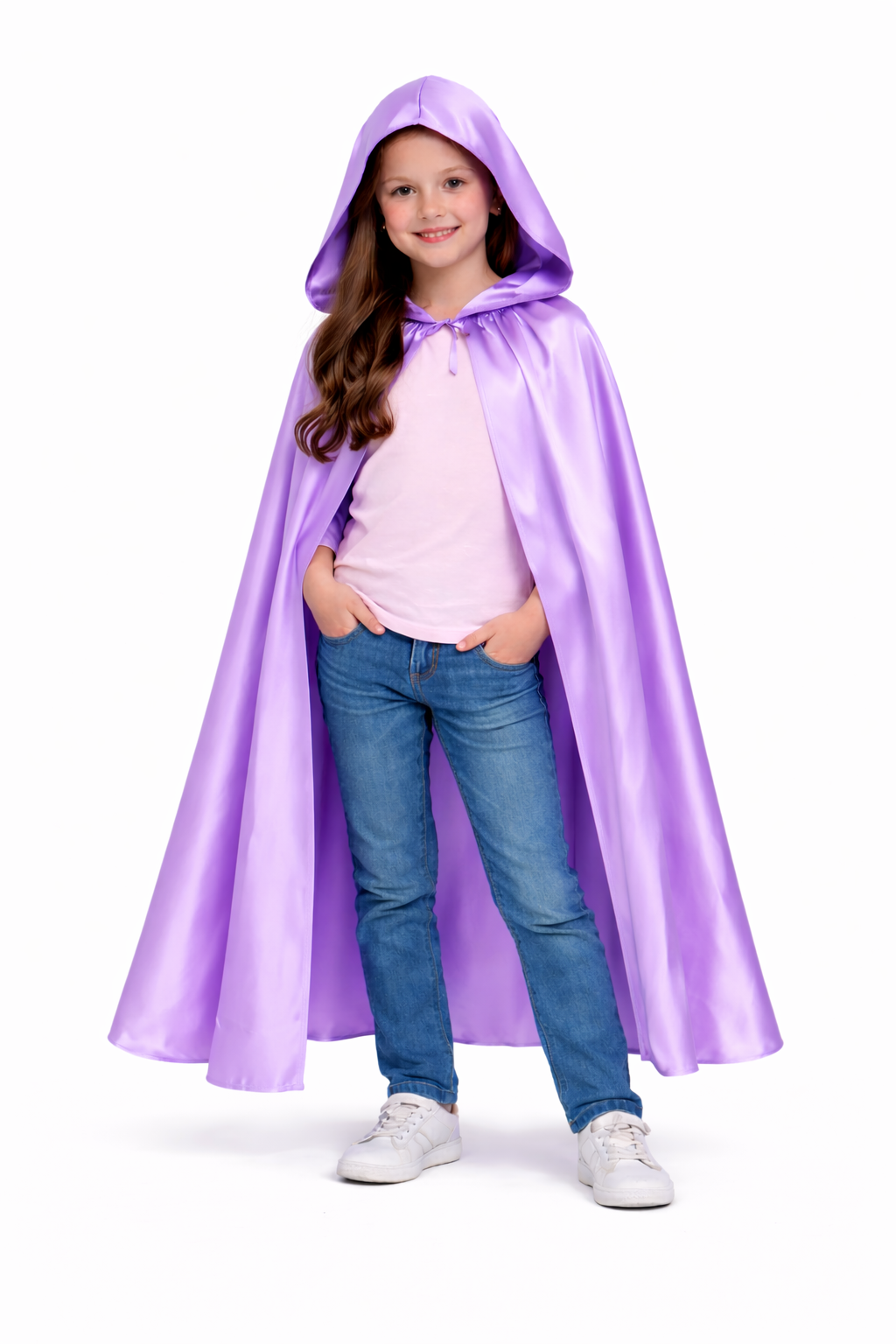 MANTELLO CAPPUCCIO BAMBINA LILLA