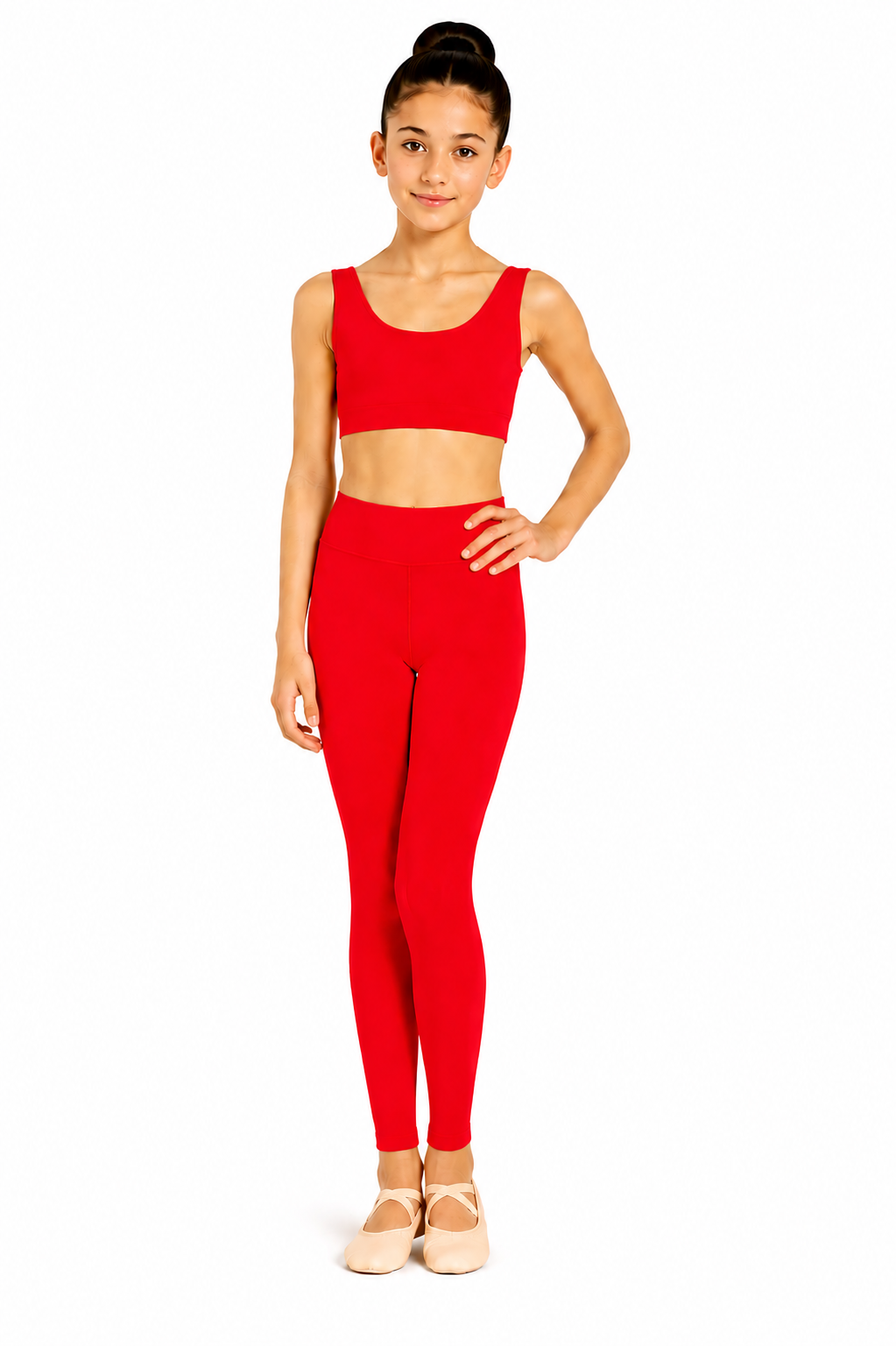 LEGGINS DANZA LYCRA ROSSO BAMBINA