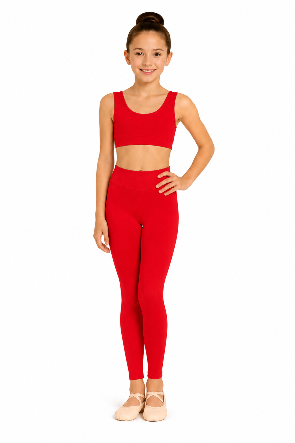 LEGGINS DANZA LYCRA ROSSO BAMBINA