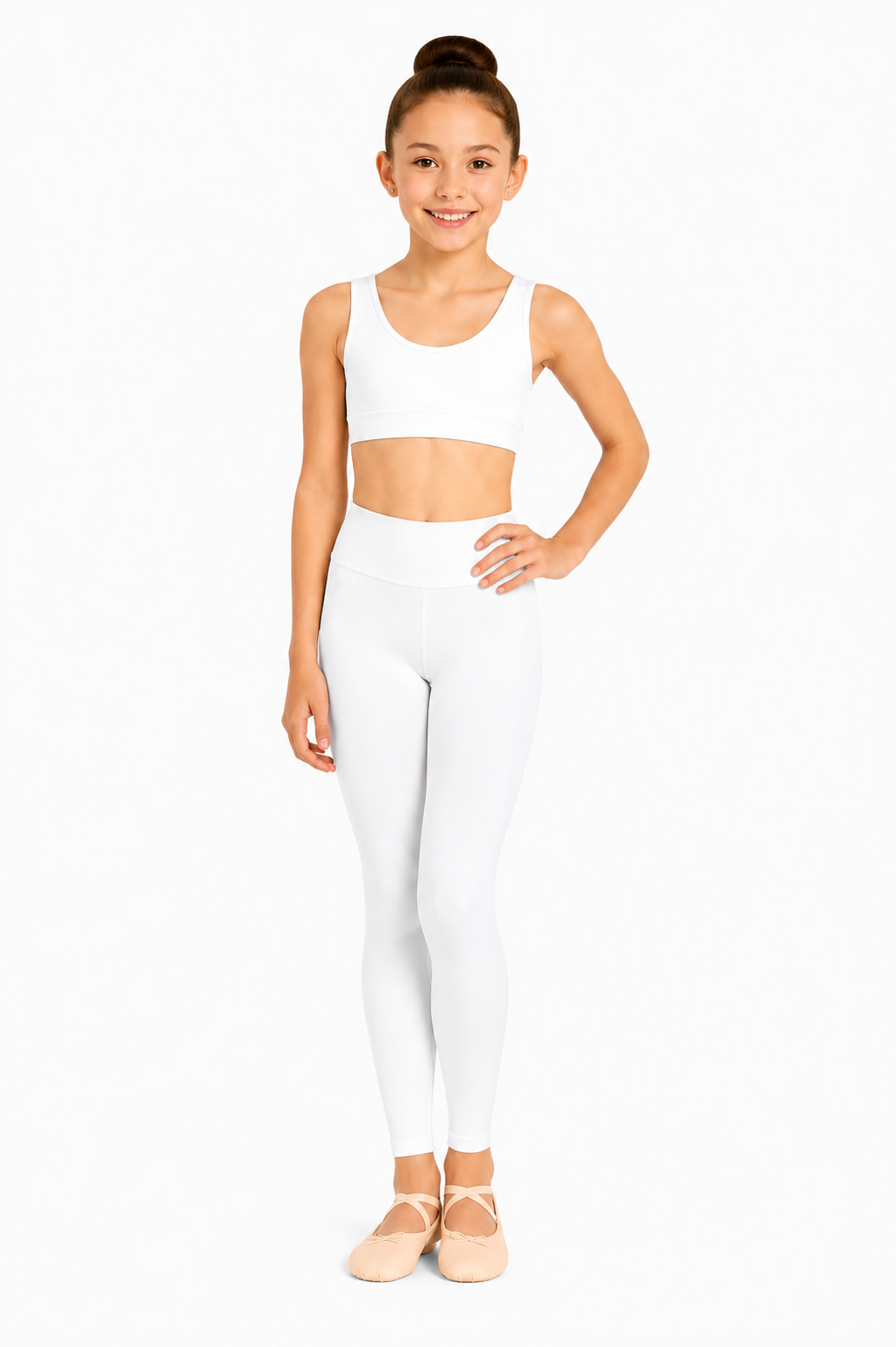 LEGGINS DANZA LYCRA BIANCO BAMBINA