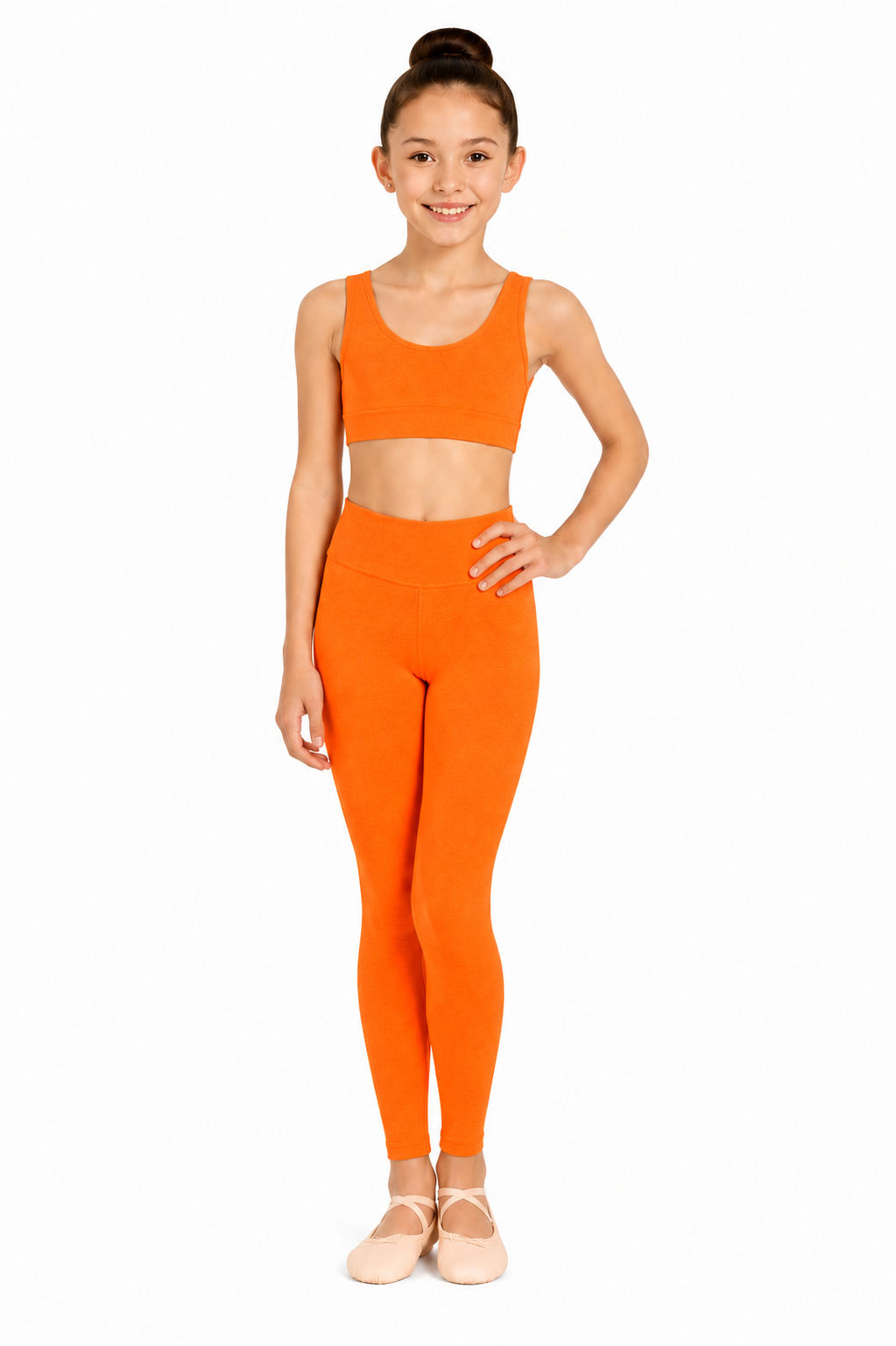 LEGGINS DANZA LYCRA ARANCIONE BAMBINA