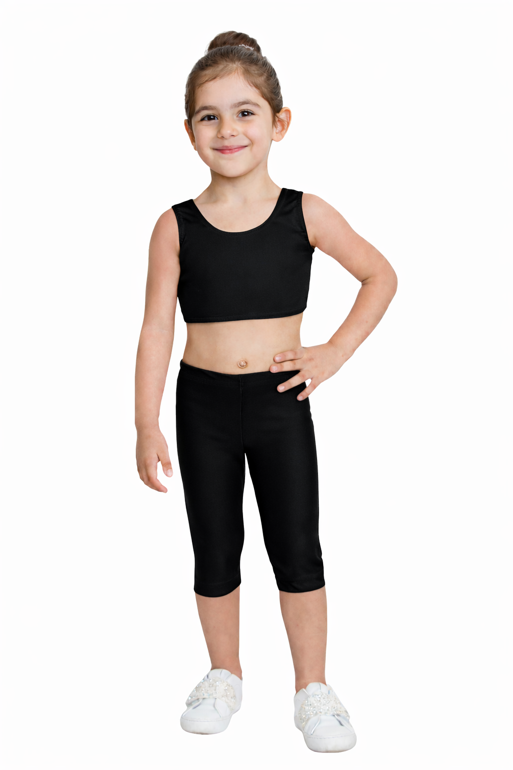 LEGGINS DANZA IN LYCRA TRE QUARTI NERO BABY