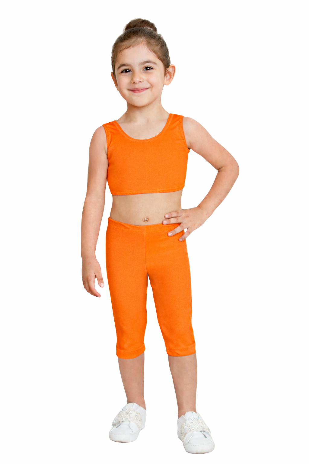 LEGGINS DANZA LYCRA TRE QUARTI ARANCIONE BABY