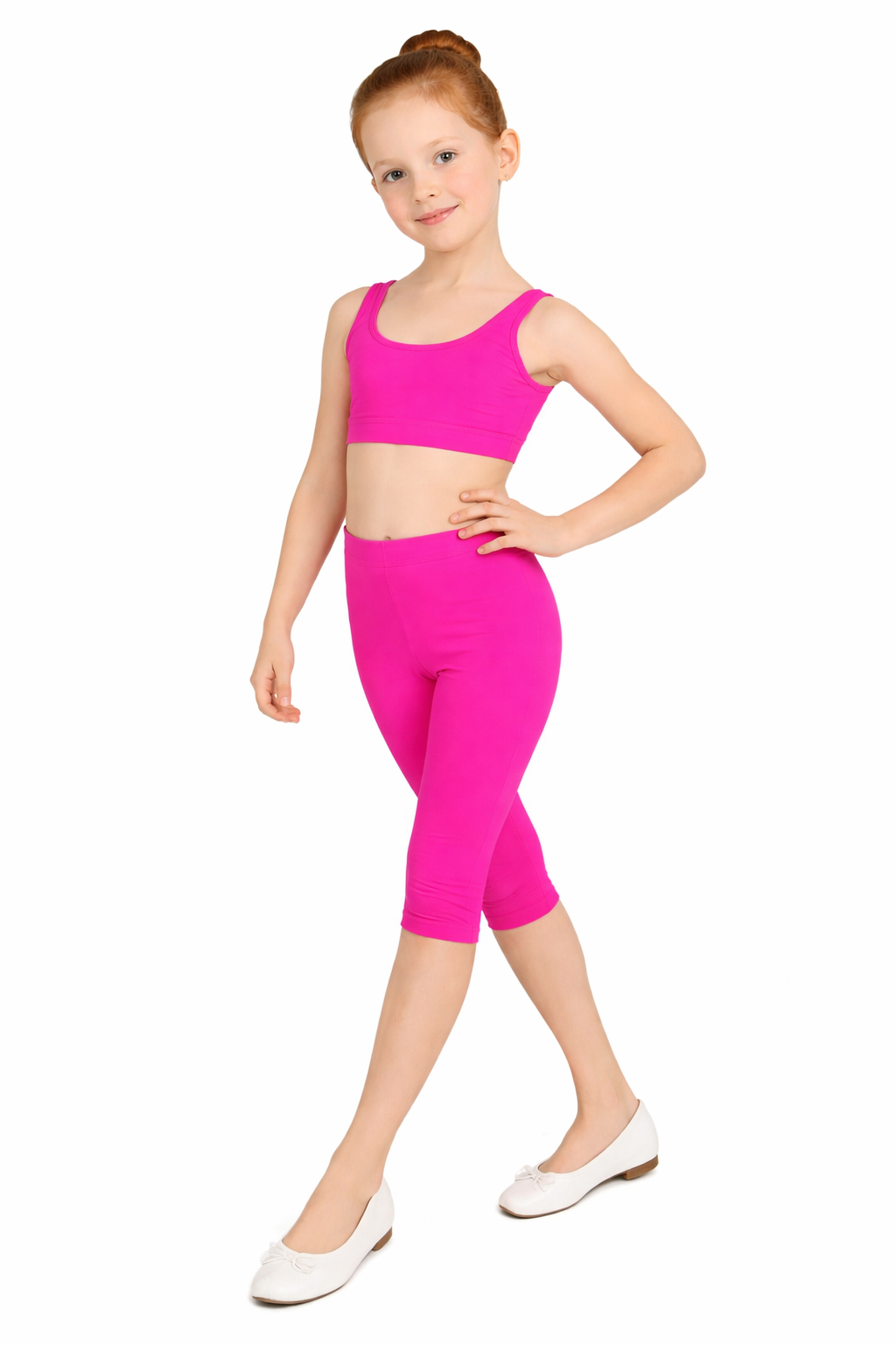  LEGGINS DANZA LYCRA TRE QUARTI FUCSIA BAMBINA
