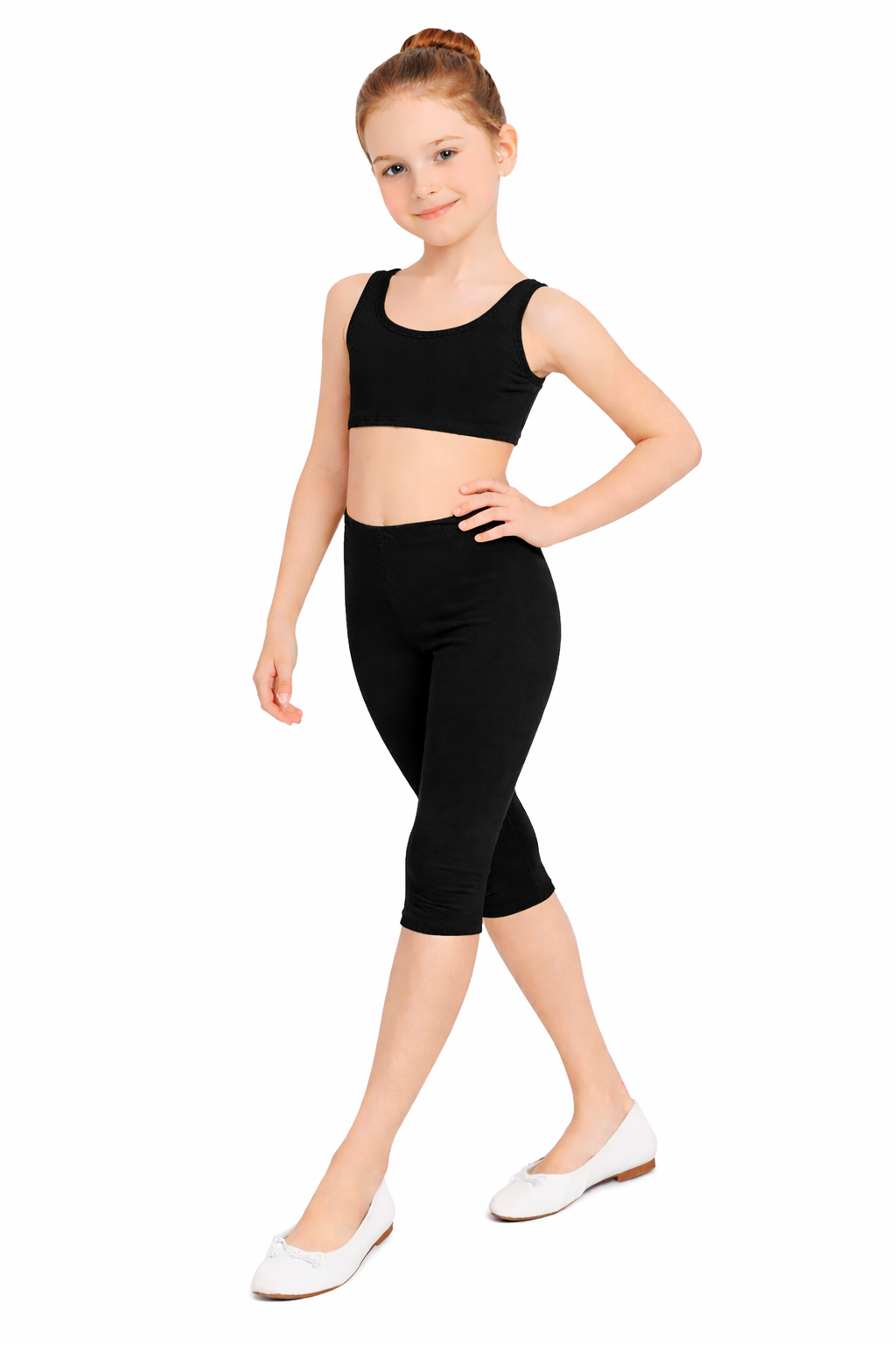  LEGGINS DANZA LYCRA TRE QUARTI NERO BAMBINA