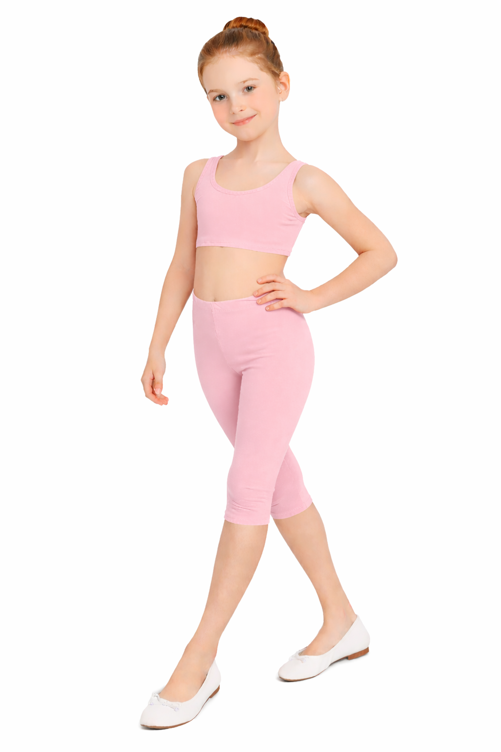 LEGGINS DANZA IN LYCRA TRE QUARTI ROSA BAMBINA