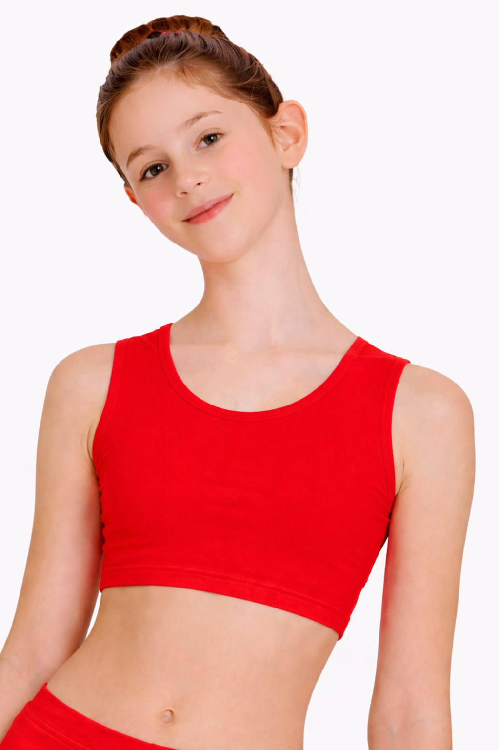 TOP DANZA LYCRA CORTO CON SPALLINE SPESSE ROSSO BAMBINA