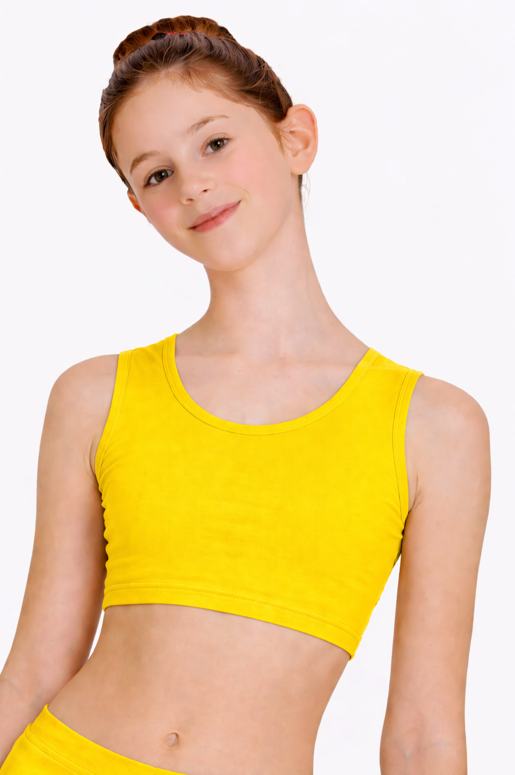 TOP DANZA LYCRA CORTO CON SPALLINE SPESSE GIALLO BAMBINA