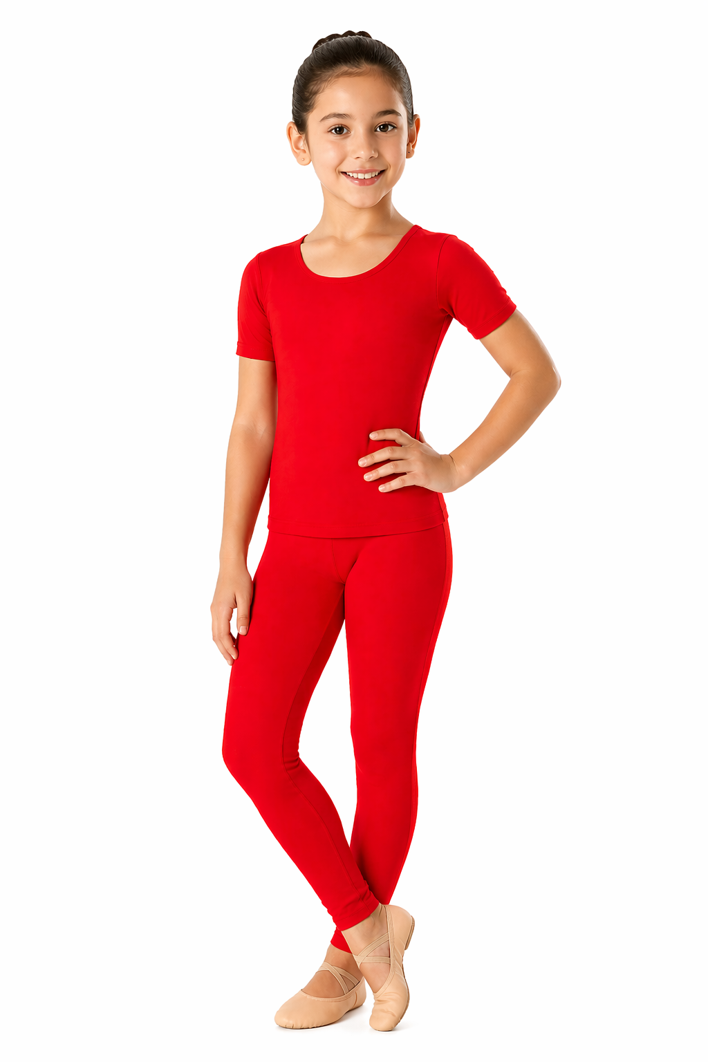 MAGLIETTA DANZA LYCRA MEZZA MANICA ROSSO BAMBINA