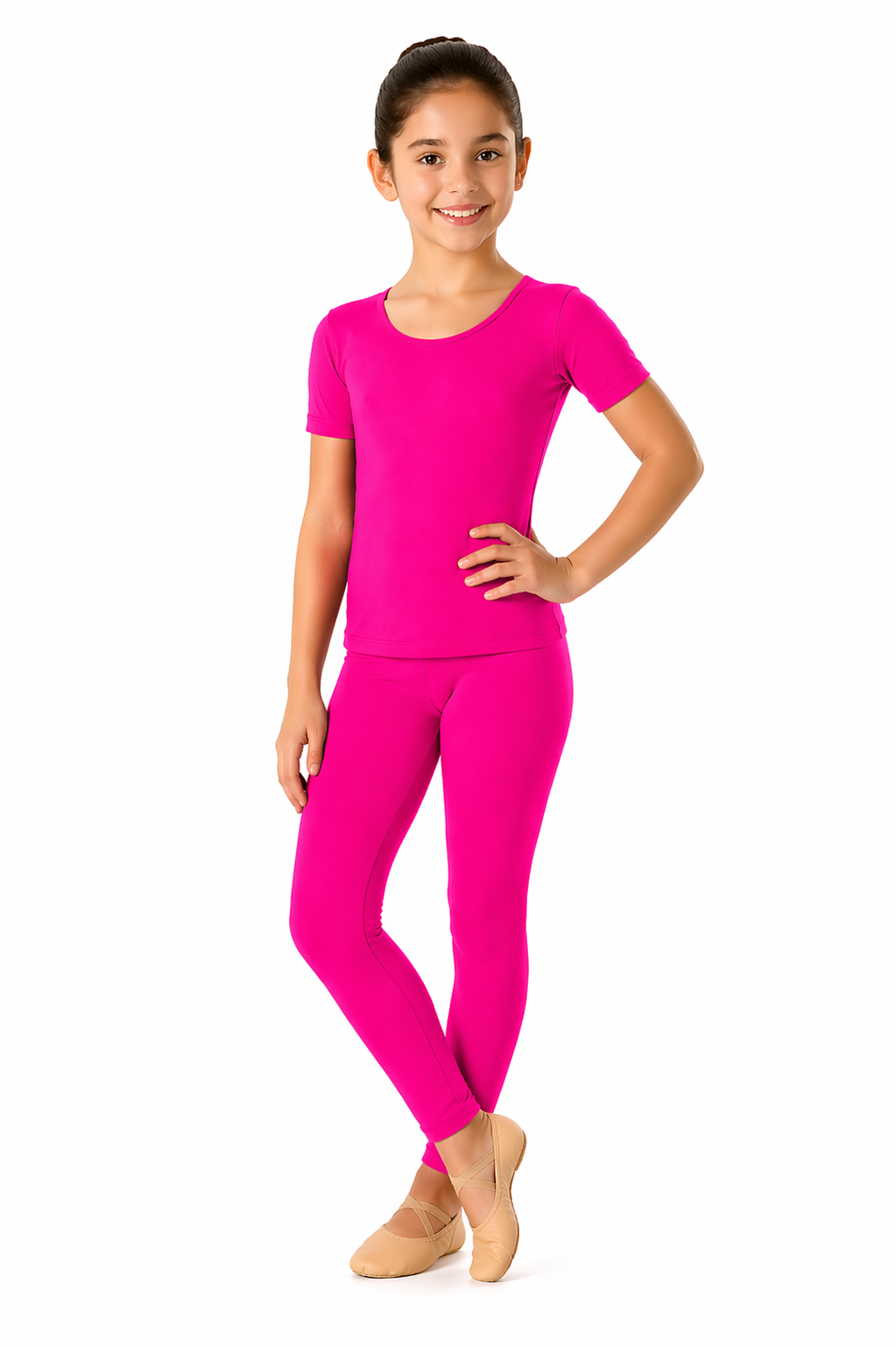 MAGLIETTA DANZA LYCRA MEZZA MANICA FUCSIA BAMBINA