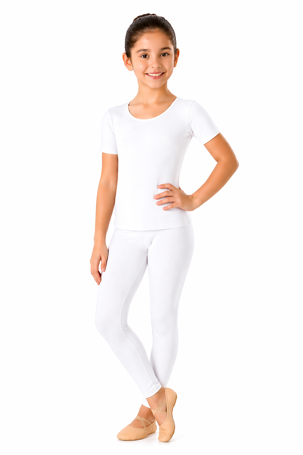 MAGLIETTA DANZA LYCRA MEZZA MANICA BIANCA BAMBINA
