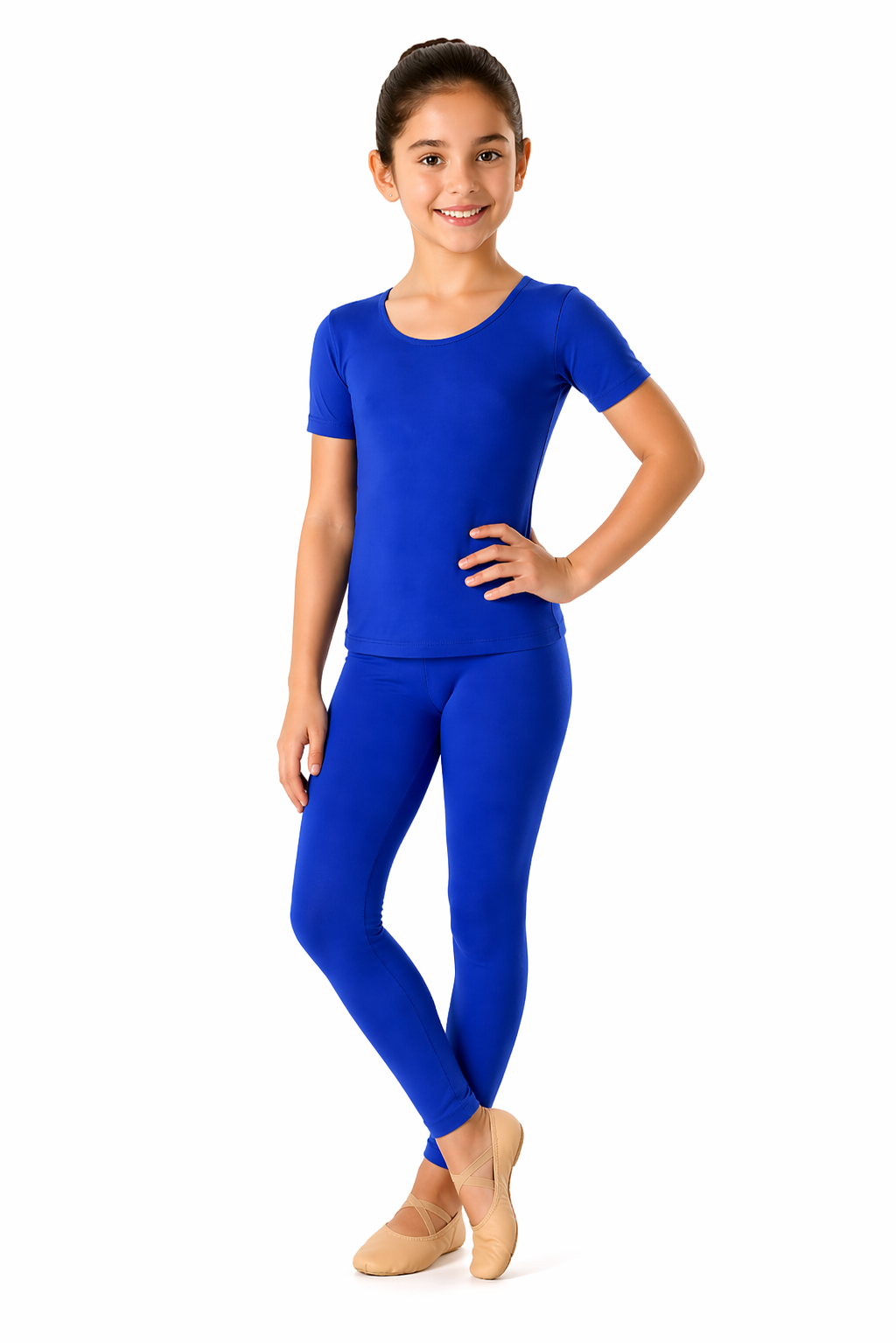 MAGLIETTA DANZA LYCRA MEZZA MANICA BLU ROYAL BAMBINA