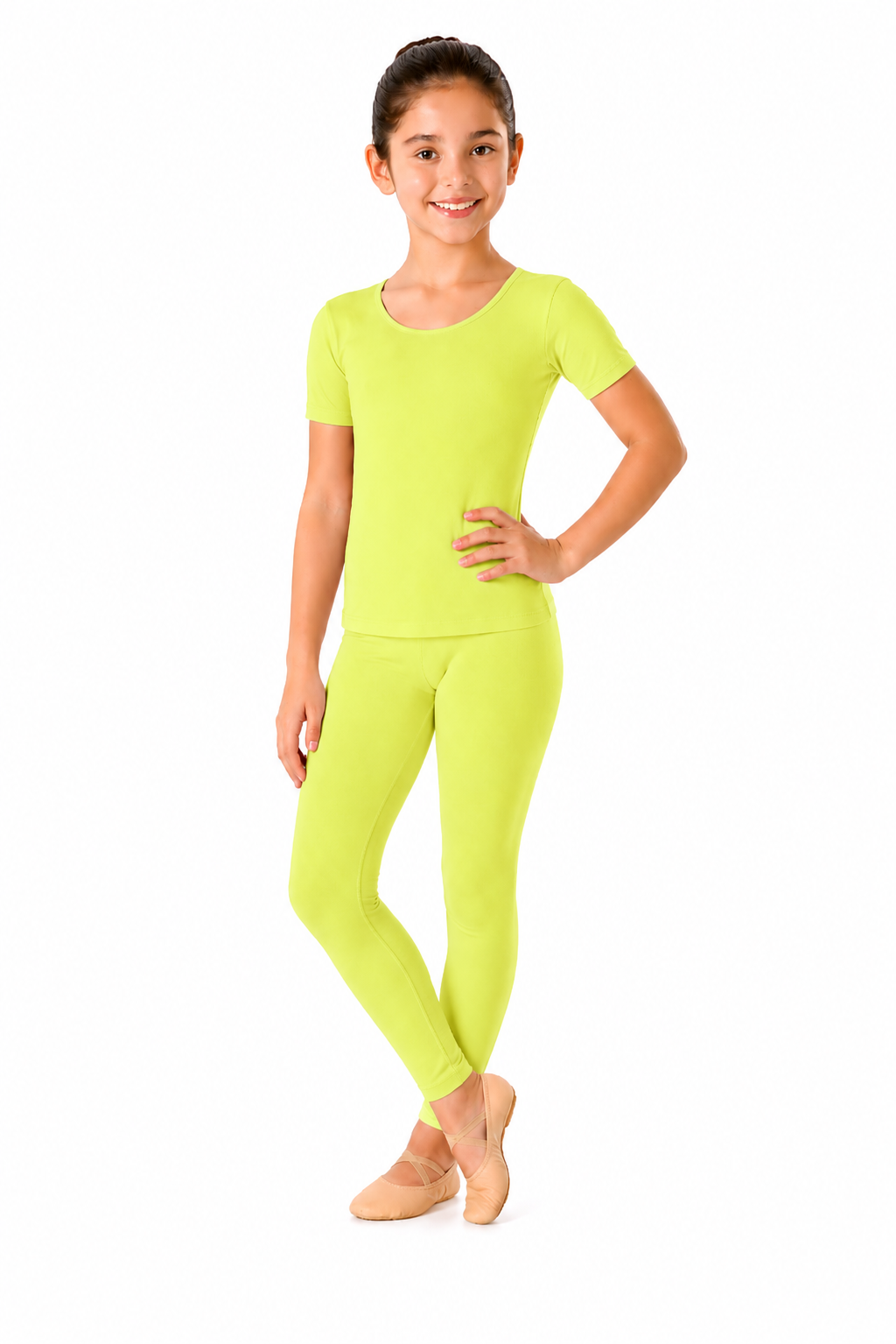 MAGLIETTA DANZA LYCRA MEZZA MANICA VERDE BAMBINA