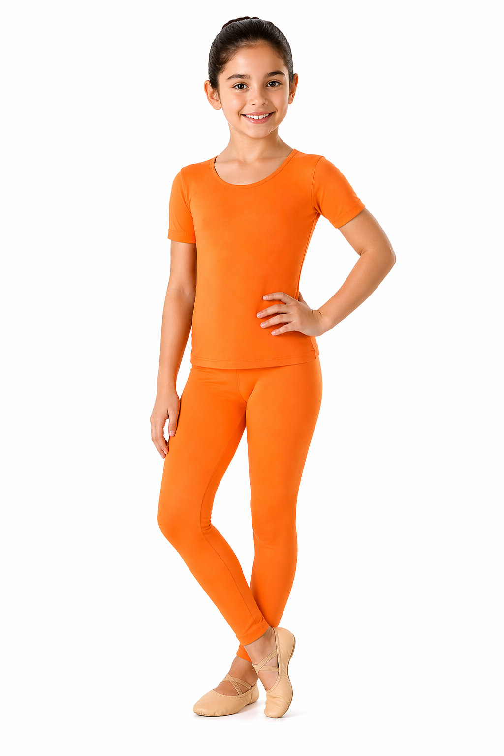 MAGLIETTA DANZA LYCRA MEZZA MANICA ARANCIO BAMBINA