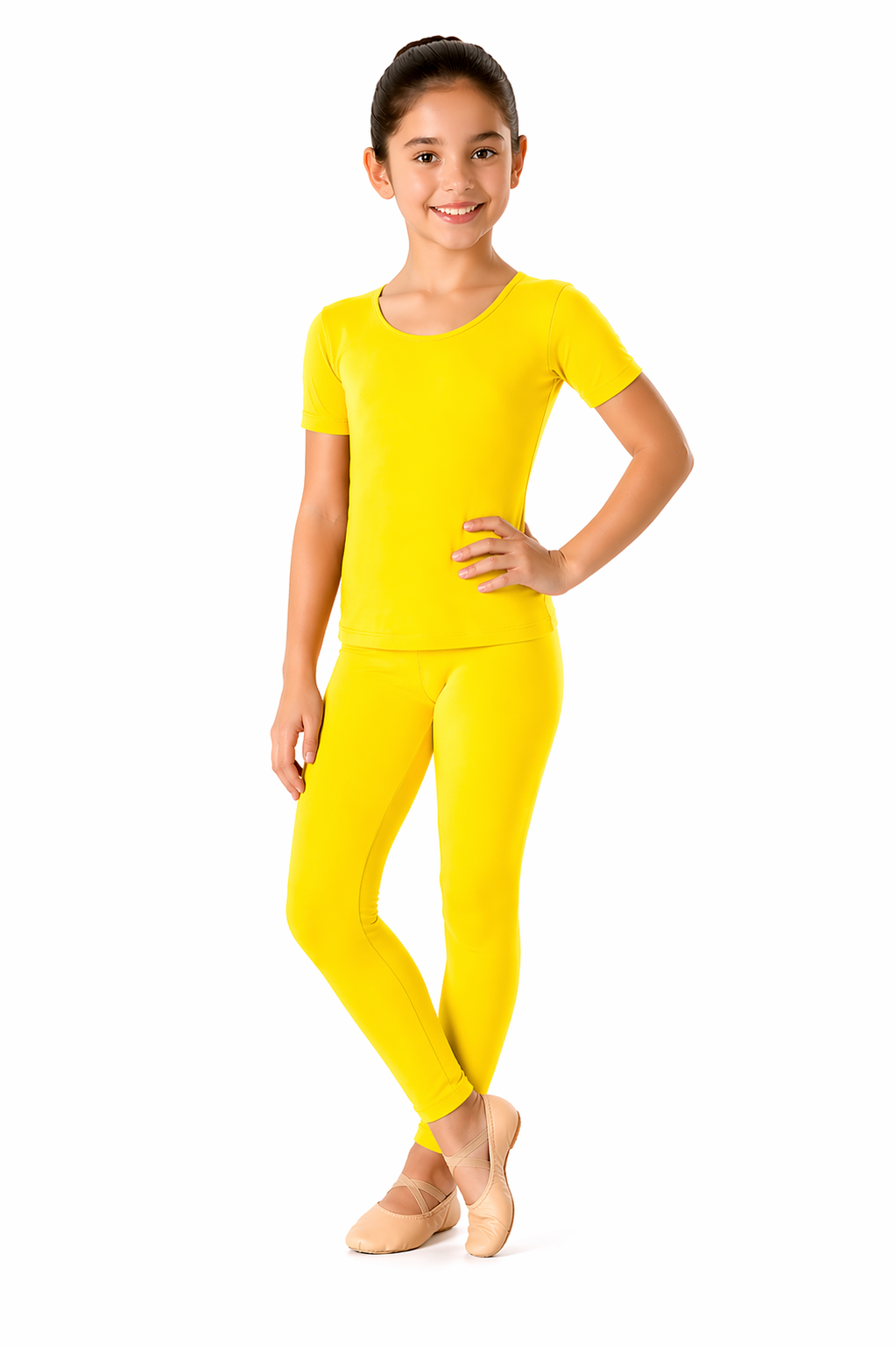 MAGLIETTA DANZA LYCRA MEZZA MANICA GIALLO BAMBINA