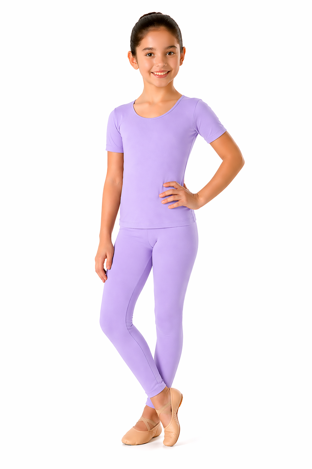MAGLIETTA DANZA LYCRA MEZZA MANICA LILLA BAMBINA