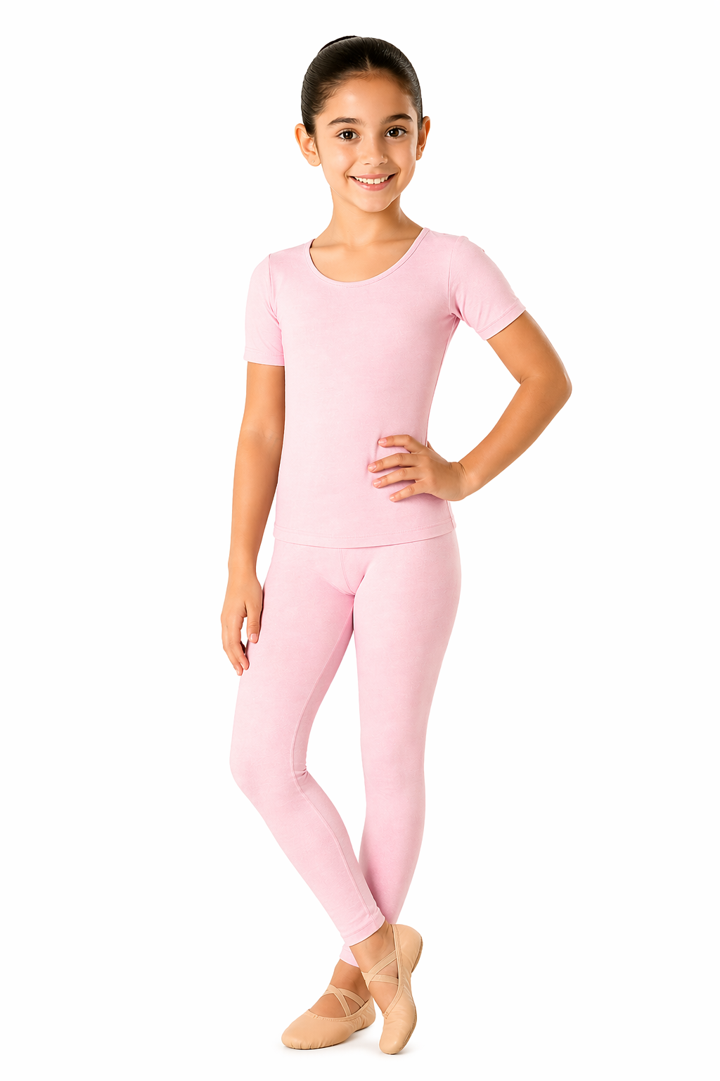 MAGLIETTA DANZA LYCRA MEZZA MANICA ROSA BAMBINA