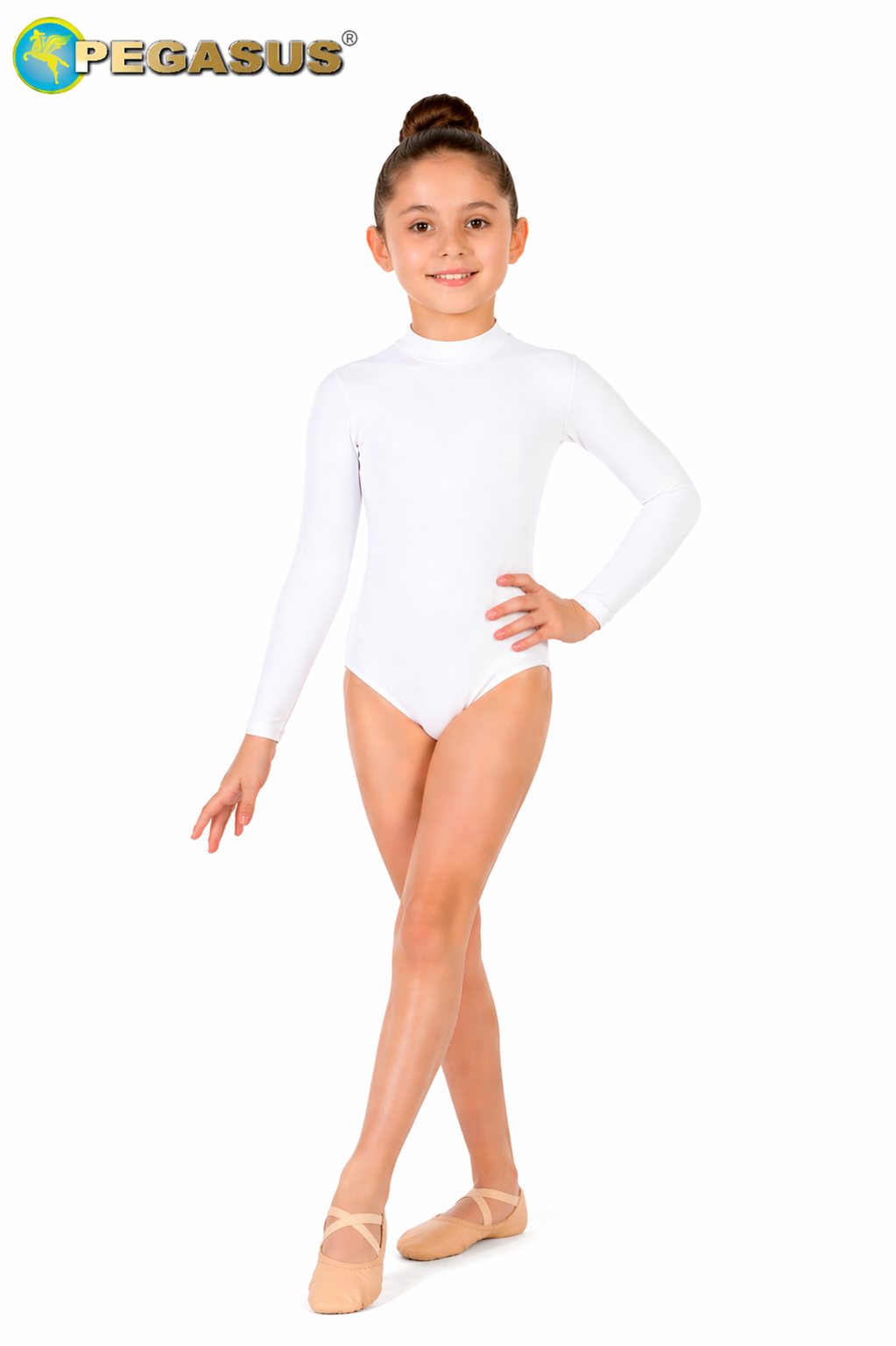 BODY DANZA COLLO ALTO LYCRA BIANCO BAMBINA