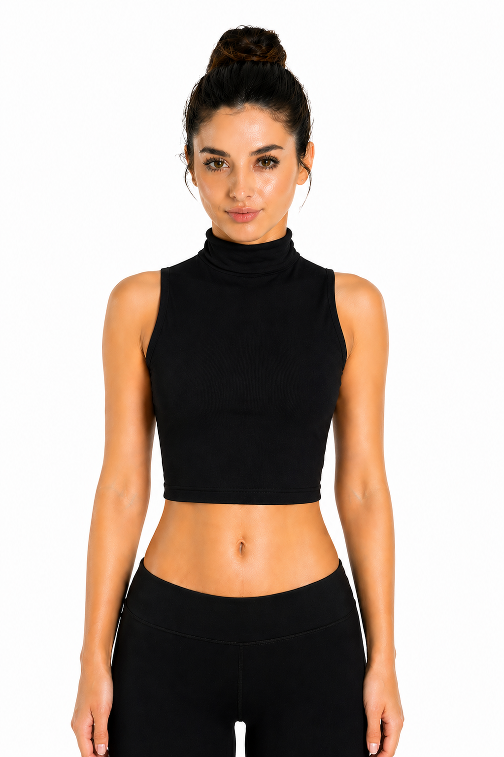TOP LYCRA SCOLLO AMERICANO NERO DANZA DONNA
