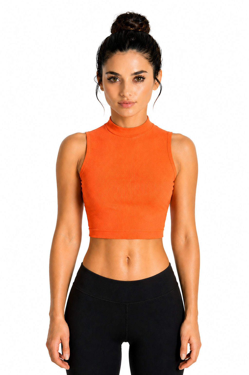 TOP LYCRA SCOLLO AMERICANO ARANCIONE DANZA DONNA