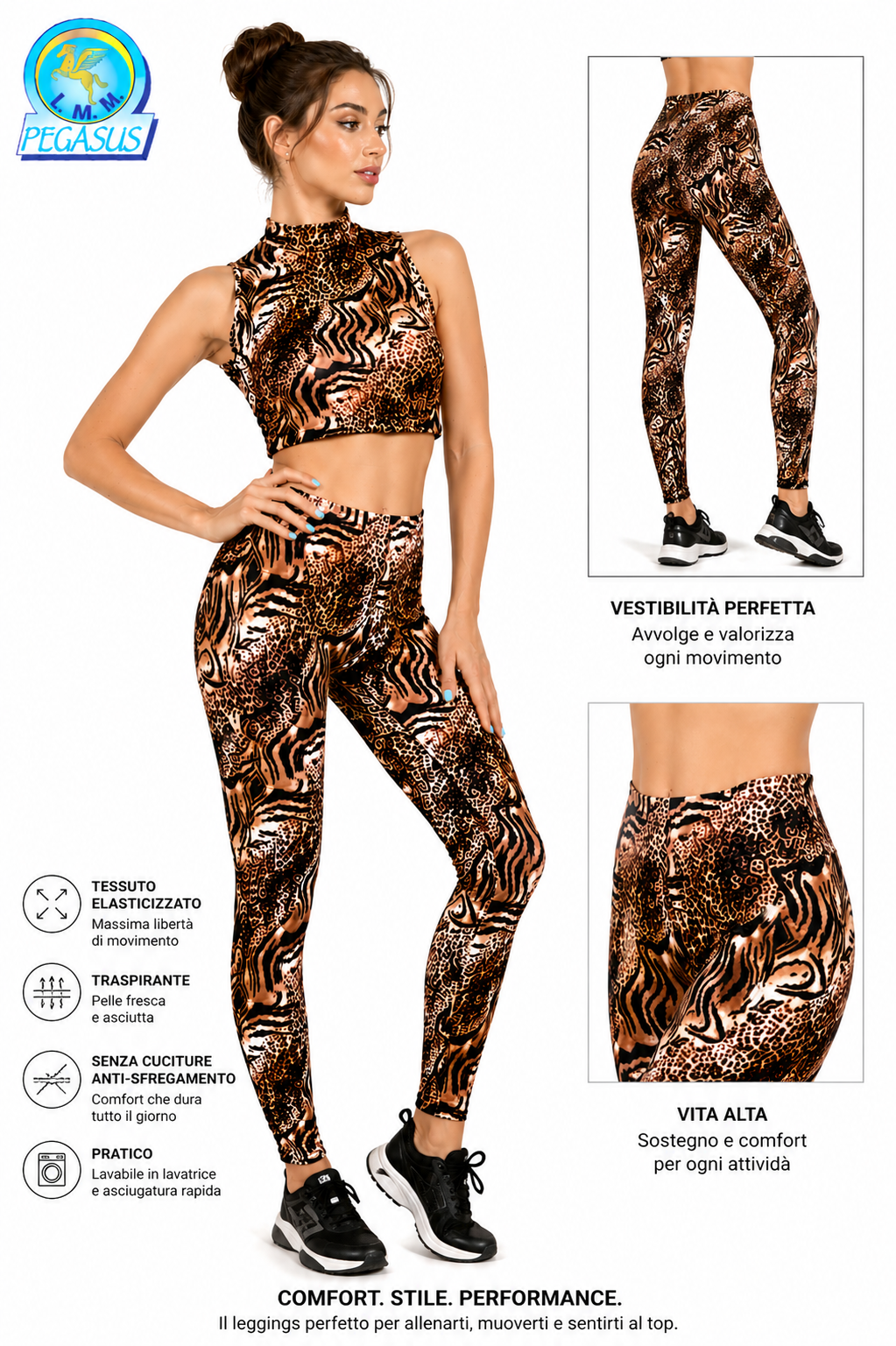 LEGGINGS ANIMALIER TIGRATO DONNA