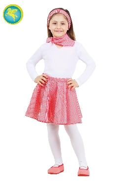 Costume Carnevale Donna Gonna Anni '50 Bambina - Stile Rock N Roll Con Sciarpa Abbinata Gonna Anni 50 Donna Grease - Foto 9